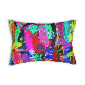 Decorative Lumbar Throw Pillow - Multicolor Abstract Expression Pattern