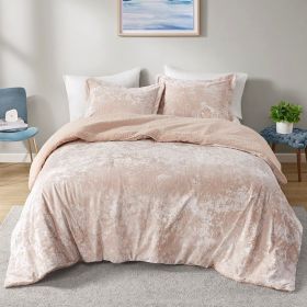 Crushed Velvet Sherpa Reversible Comforter Set (Color: as Pic)