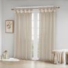 Floral Embellished Cuff Tab Top Solid Curtain Panel(Only 1 Pc Panel)